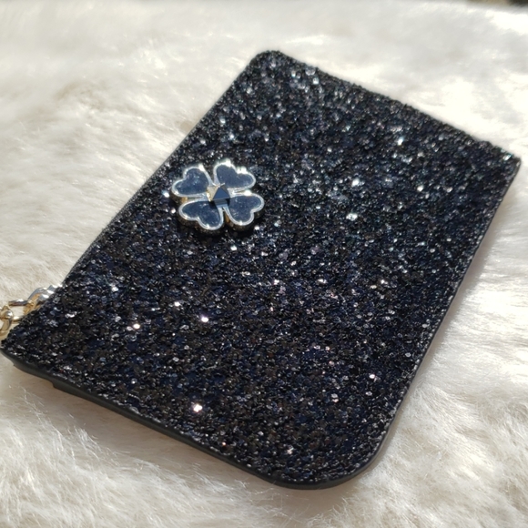 ♠️NWT ♠️BLACK KATE SPADE GLITTER WALLE KEYCHAIN - Picture 4 of 8